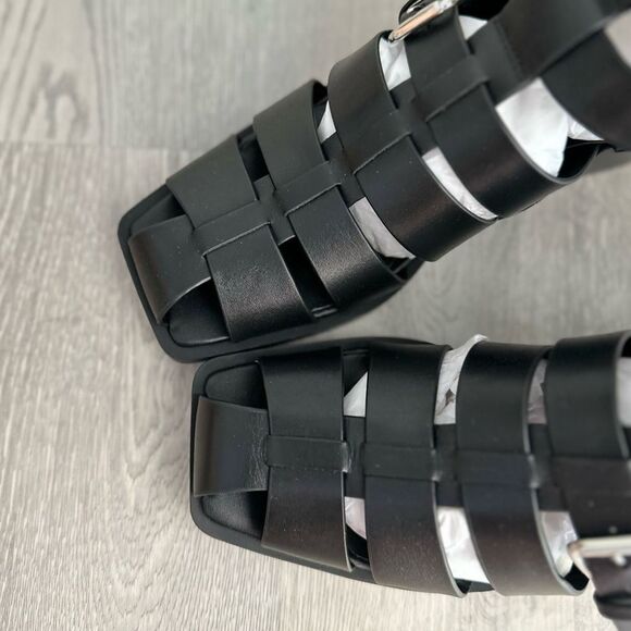 ZARA HEELED BUCKLED GENUINE LEATHER CAGE SANDALS - Picture 3 of 14